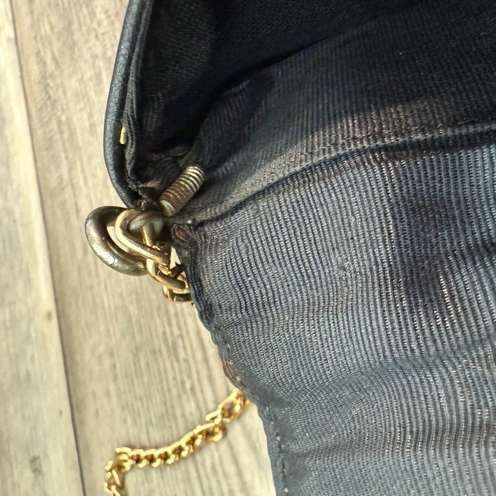Vintage Elegant Black Chain Strap Clutch and Crossbody Bag